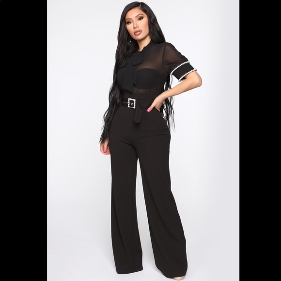 Fashion Nova Pants - FASHION NOVA PEARL TRIM JUMPSUIT SIZE SMALL